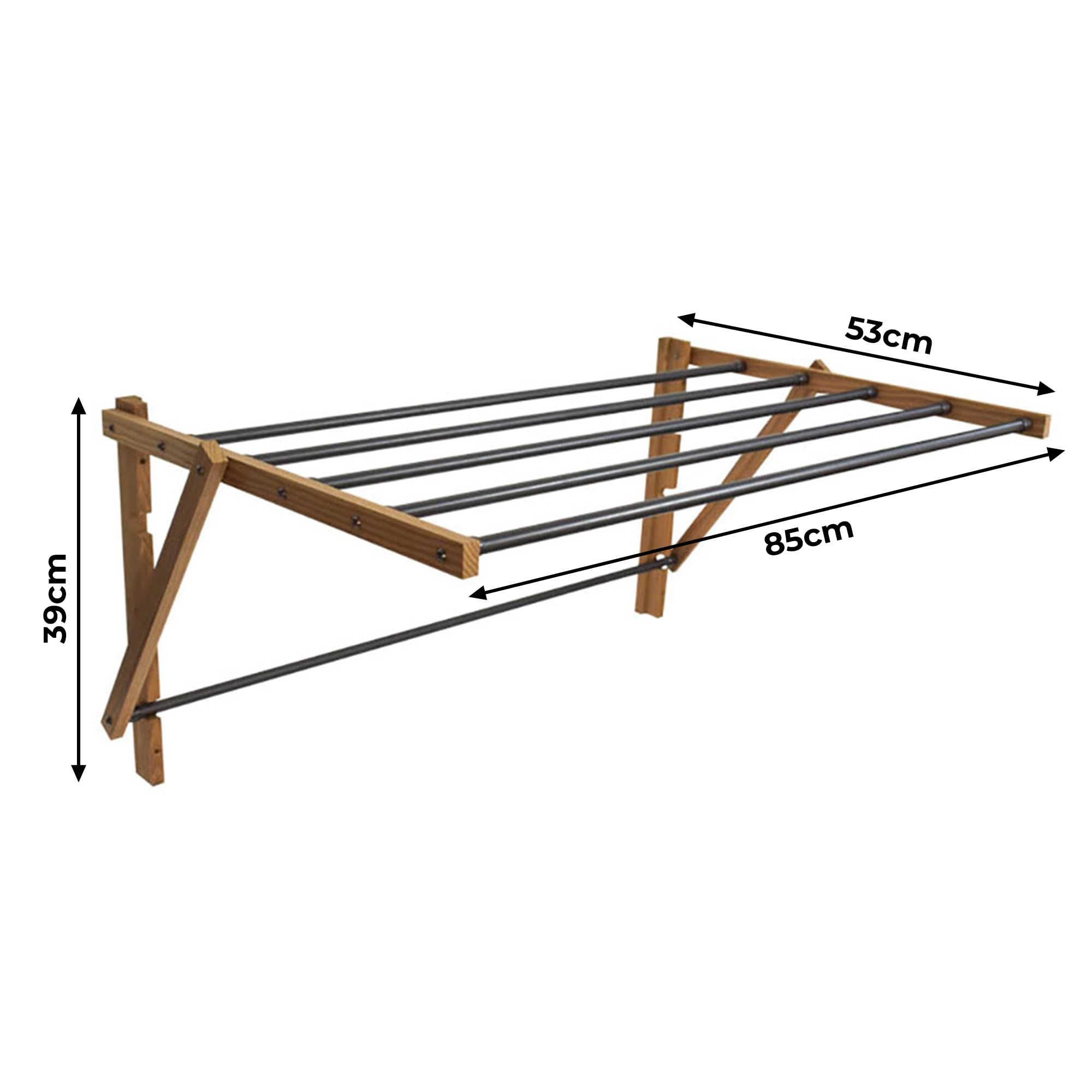 eGarden Wand Wäscheständer aus Holz – faltbares Trockengestell mit 5 Stangen, platzsparende Wandtrockner für Bad, Küche & Balkon, stabile Konstruktion, dekorativ & langlebig