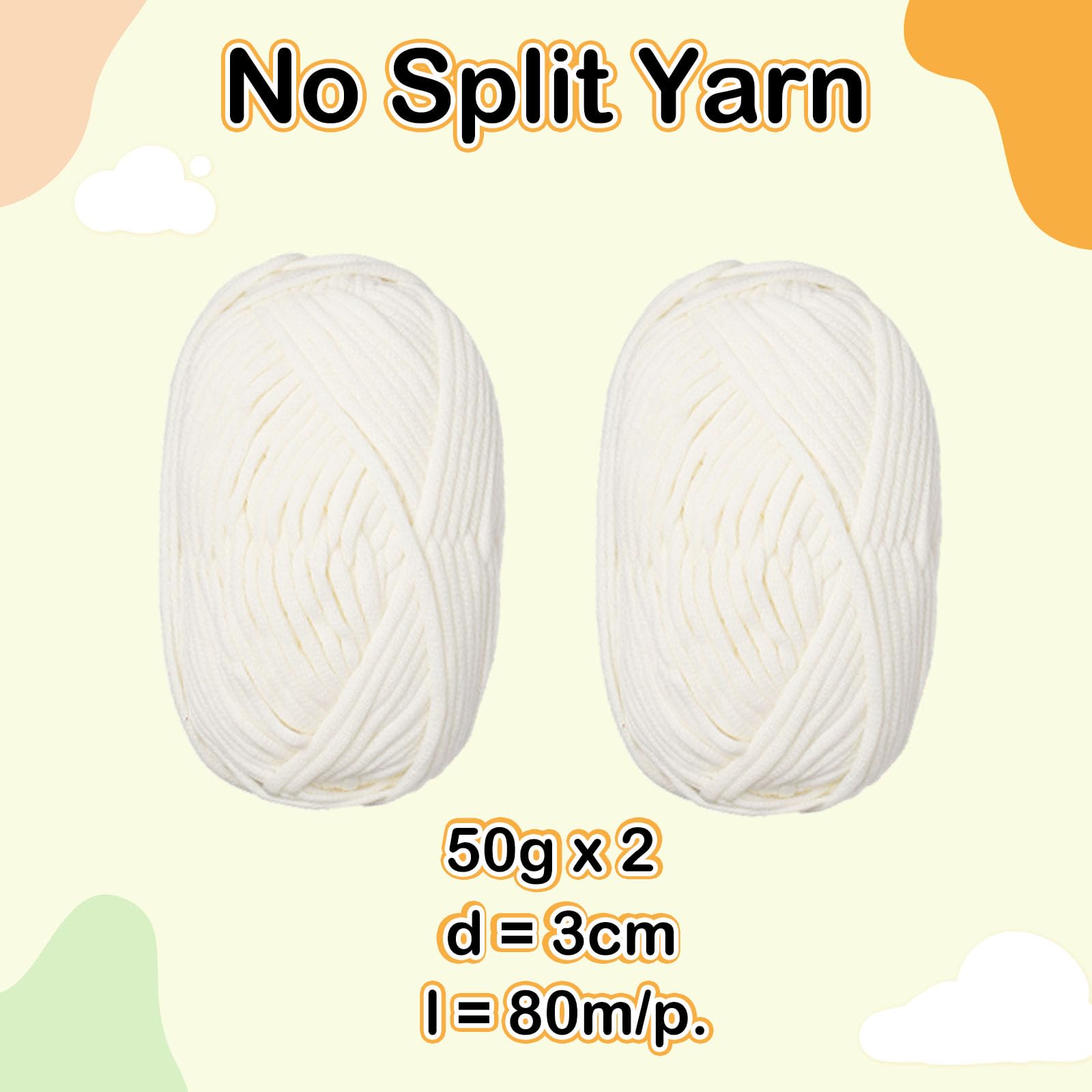 Renyiz Chunky Yarn for Crochet 2x50g Soft Thick Wool for Beginners and Amigurumi Projects Easy Crochet Starter Kit White Yarn - Image 2
