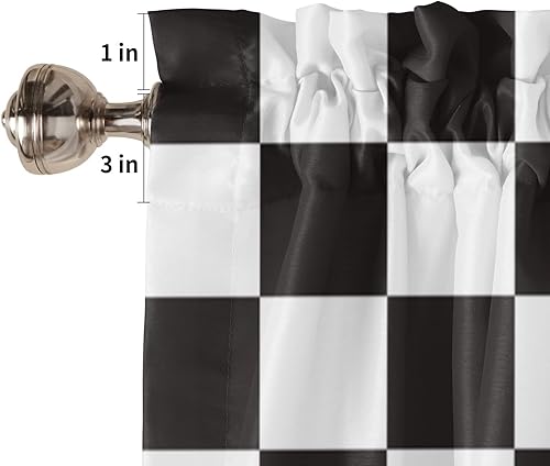 Miniatura 5 de Cortinas de cenefa de mosaico moderno en blanco y negro para sala de estardormitoriobañoventana de cocina, cenefa con bolsillo para barra, panel de