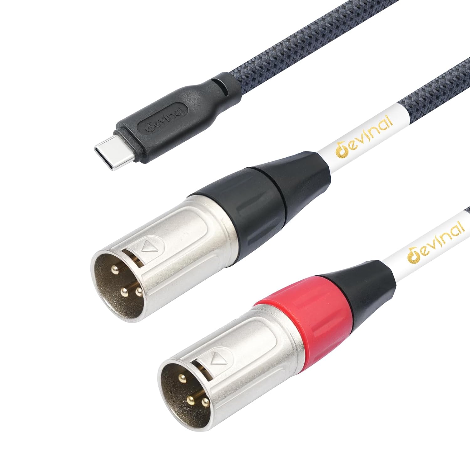 Devinal USB C to Dual XLR Audio Cable, Upgrade USB Type C to XLR Male Output Stereo Cord Converter Adapter for Amplifier, Speaker, Mixer Console, etc 3.3 FT