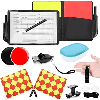 Fu ball Schiedsrichter Set Fu Ball Schiedsrichter Karten mit 2 St ck Rot Gelb Schiedsrichter Karte Schiedsrichter Pfeifen Set Schiedsrichterfahnen f r Fu ballspiel Schulsport Sport