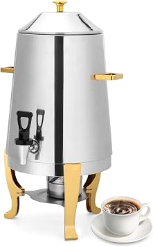 Coffee Urn With Fuel Holder, 3.5 Gallon Hot Beverage Dispenser, Stainless Steel Coffee Urn Chafer, Hot Drinks Dispenser for Milk Coffee Tea Water Juice with Spigot for Parties Catering