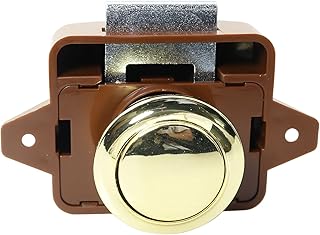 SQXBK Keyless Push Button Catch Door Knob Lock Push Button Catch Lock for RV Caravan Cabinet Boat Motor Home Cupboard, ,Brown Gold
