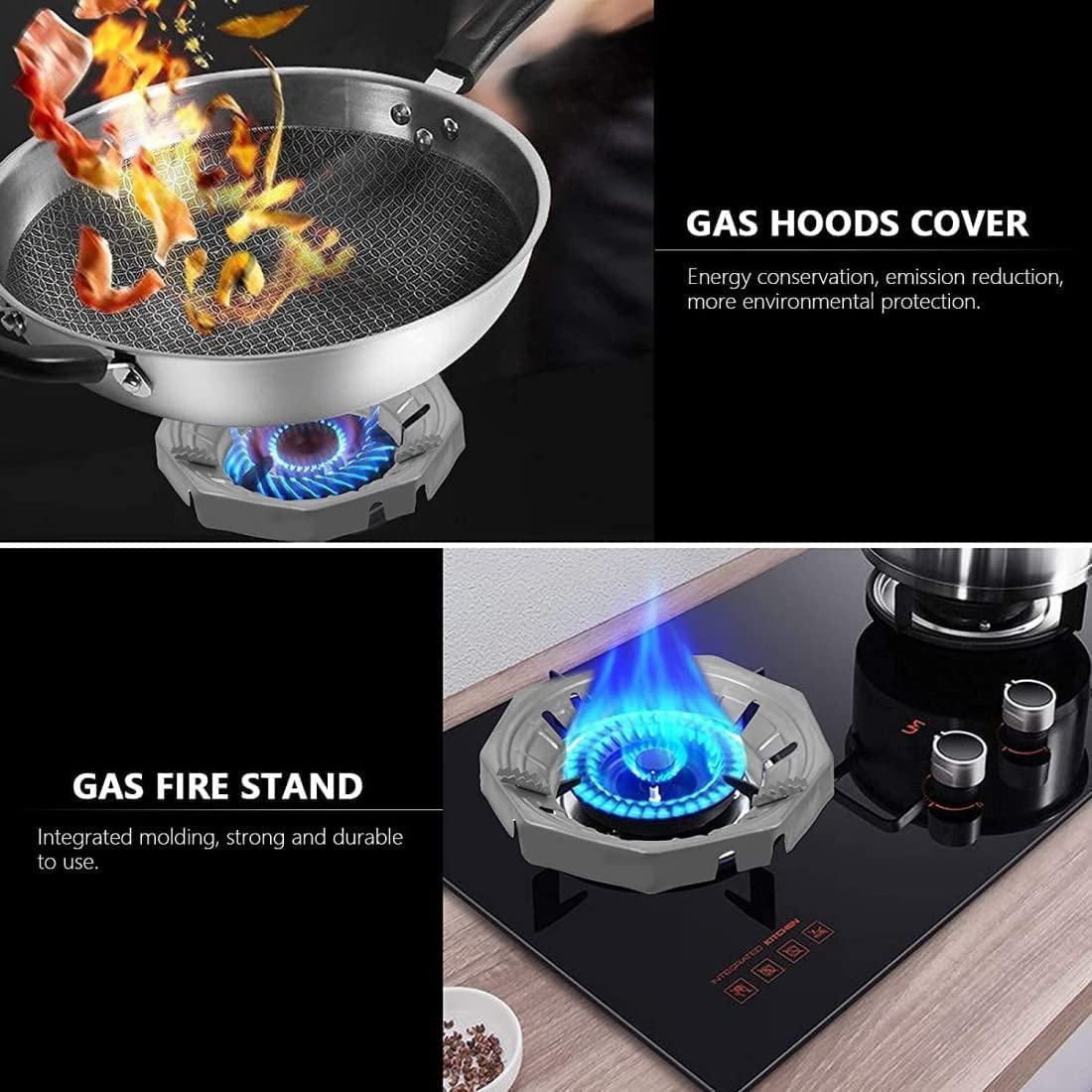 Revin Enterprise ||Gas Saver Burner Stand |Gas Saver hood cover|Home Gas Stove Fire & Windproof Energy Saving Stand|(Pack of 1, Colour: Silver)|| 4