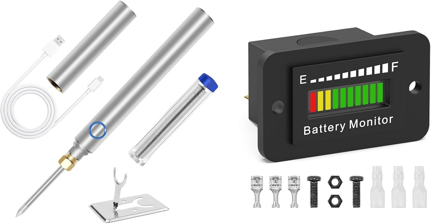 Cordless Soldering Iron Kit + Battery Monitor Battery Fuel Gauge Indicator