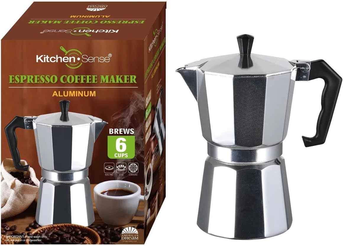 J&V TEXTILES Stovetop Espresso and Coffee Maker, Moka Pot for Classic Italian and Cuban Café Brewing, Cafeteria, (9-Cup)