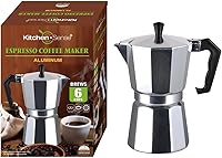 Vista 9 de J&V TEXTILES Cafetera de café y café para estufa, olla moka para café clásico italiano y cubano, cafetería (6 tazas)