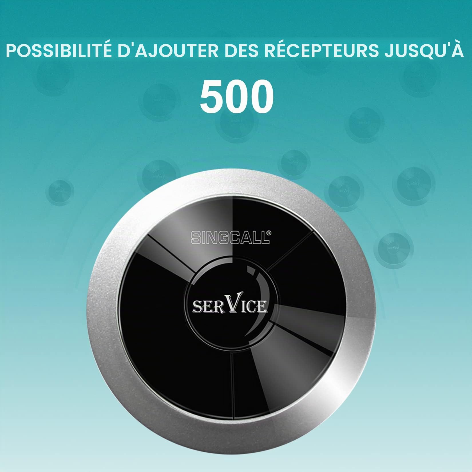 SINGCALL Système d'Appel sans Fil Étanche pour Le Restaurant avec Récepteur | Système d'Appel Serveur pour Resto/Hôtel/Bar/Café Signal Stable Longue Portée 1 Récepteur Mobile Étanche 10 Boutons d'Appel