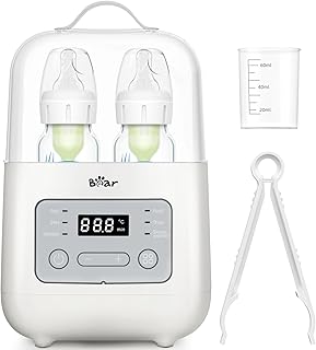 Bear Bottle Warmer, Baby Double Bottles Heater Breastmilk Food Warmer for New Born Twins, with Temp Control 24H Water Bath Warming, Fast Heating Steaming Thaw Multifunctional