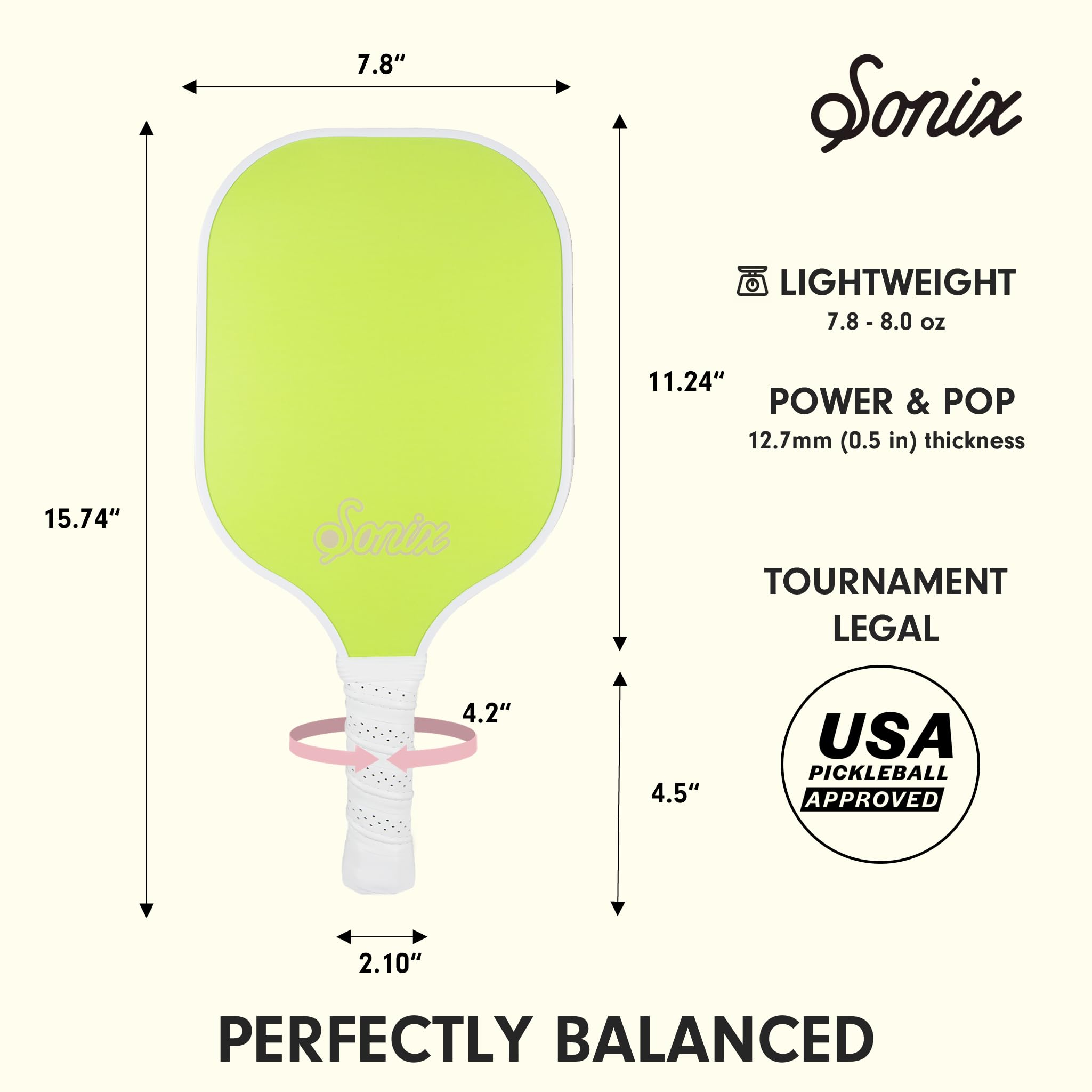 Sonix | USAPA Approved | Pickleball Paddles Set of 2 | Fiberglass Surface Pickleball Set with 2 Rackets, 4 Balls, & Bag