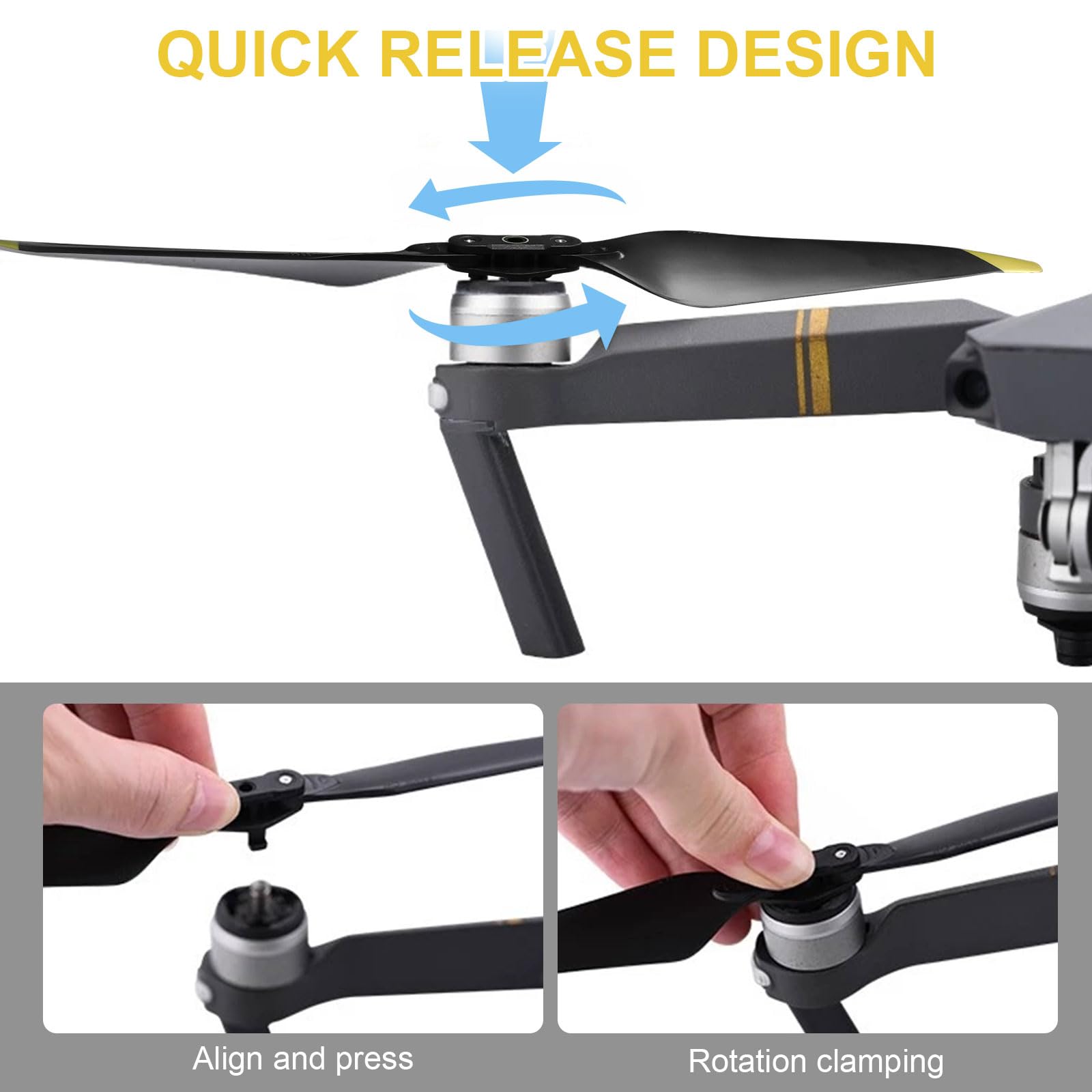 Hélice Mavic Pro, Accessoires de Remplacement pour Drone Mavic Pro, Hélice 8331F avec Conception à Dégagement Rapide