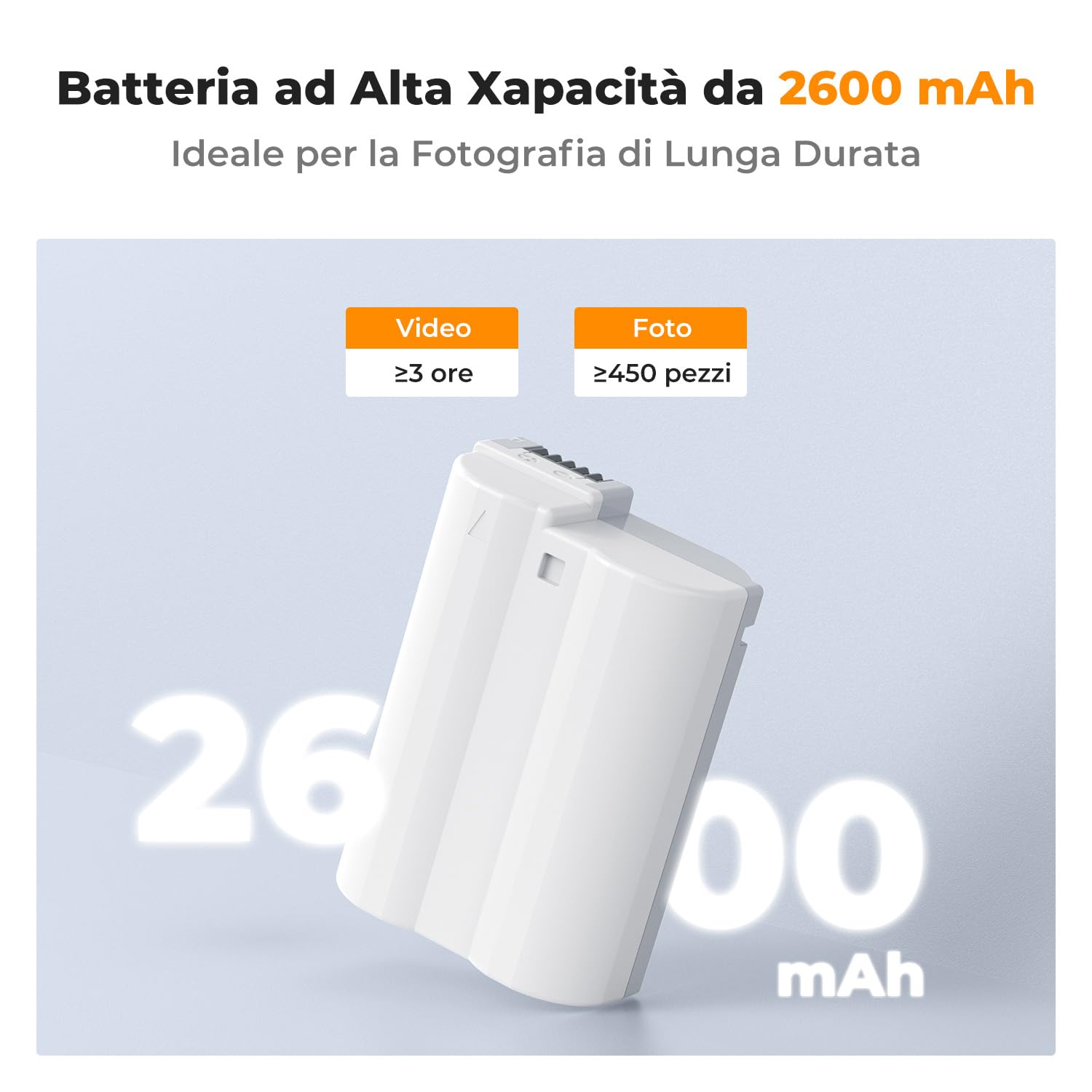 K&F CONCEPT 2600mAh EN-EL15C Batteria Rcarica Rapida USB-C Compatibile con Nikon ZR, Z8, Zf, Z7, Z6, Z7ii, Z6ii, Z6iii, Z5, D850, D810, D810A, D780, D750, D610, D500, D7500, D7200
