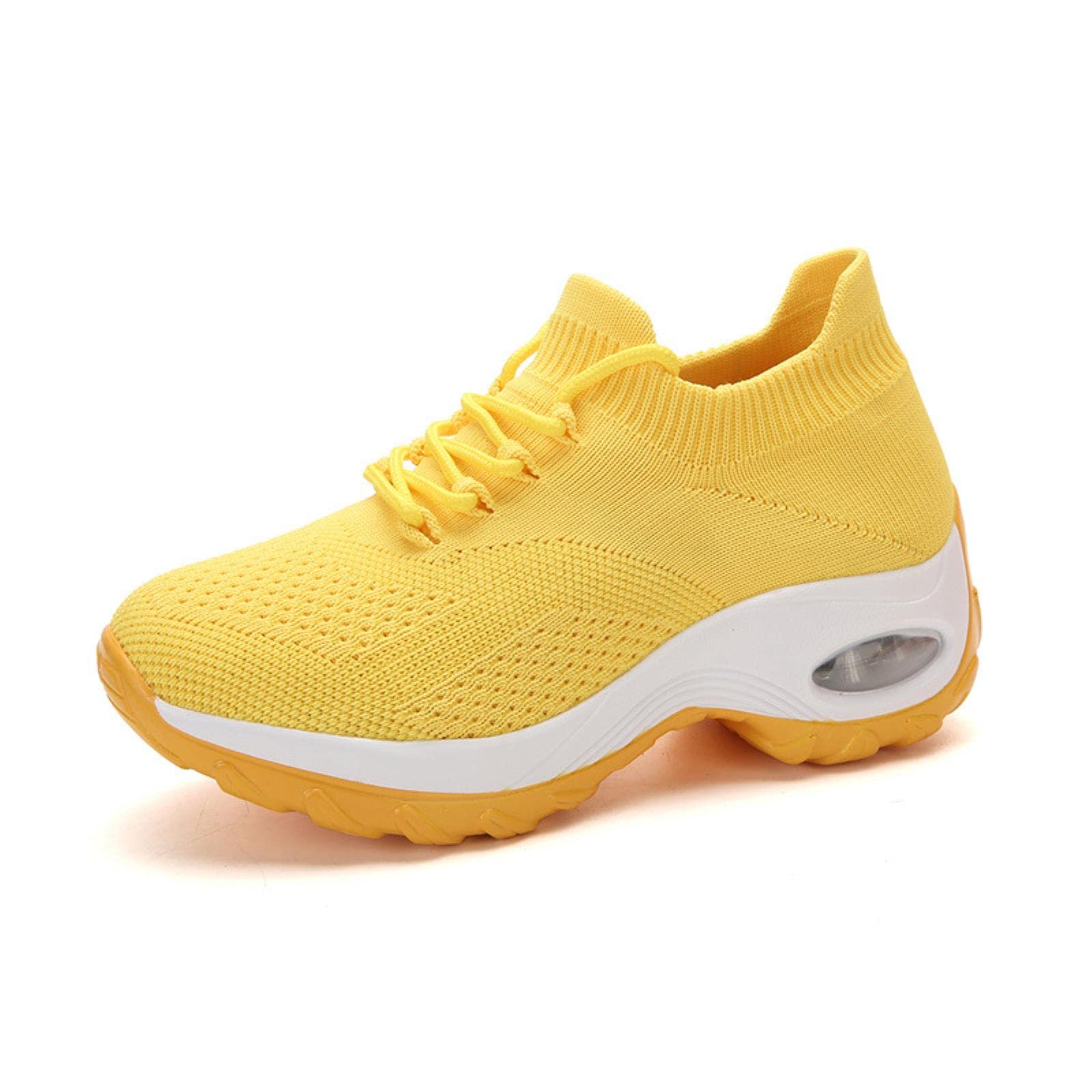 Scarpe da ginnastica di grandi dimensioni Scarpe da donna leggere scarpe di sollevamento di un piede elastico volante calze tessute scarpe casual madre a dondolo