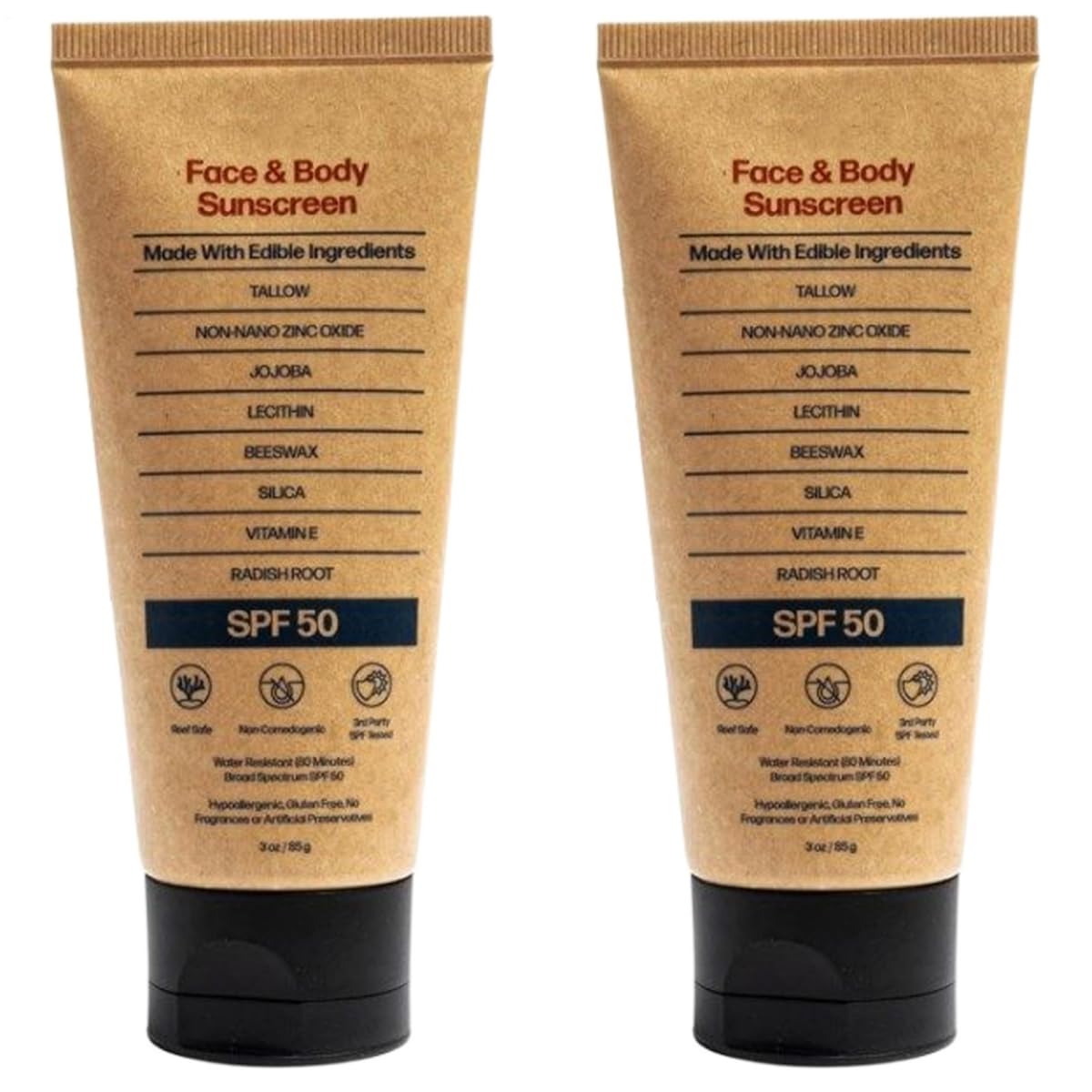 Tallow Sunscreen | 2 Pieces Mineral Sunscreen Spf 50 | Mineral Tallow Sun Screen | Beef Tallows Face and Body Sun Cream | Tallows UV Protection for Women and Men Daily Sunmmer Outdoor Use