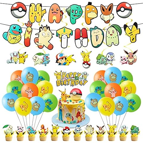 Ainvliya Kids Birthday Party Decorations Kit, 54PCS Cartoon Party Supplies Set, Happy Birthday Banner and Birthday Cake Toppers, 12 Inch Colorful Birthday Balloons, Birthday Decorations for Boys Girls Cover