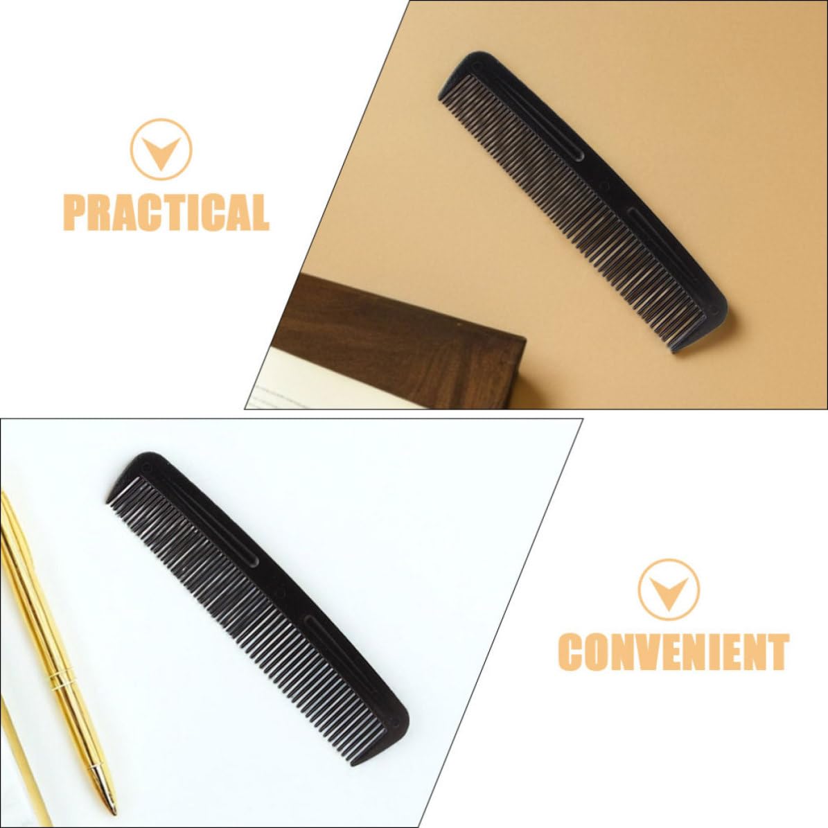 VILLCASE 200 Pezzi Pettine da Viaggio Nero in Plastica Doppio Dente Regolabile per Uomo e Donna, Strumento Elegante lo Styling la Cura dei Chioma in Outdoor e Viaggio
