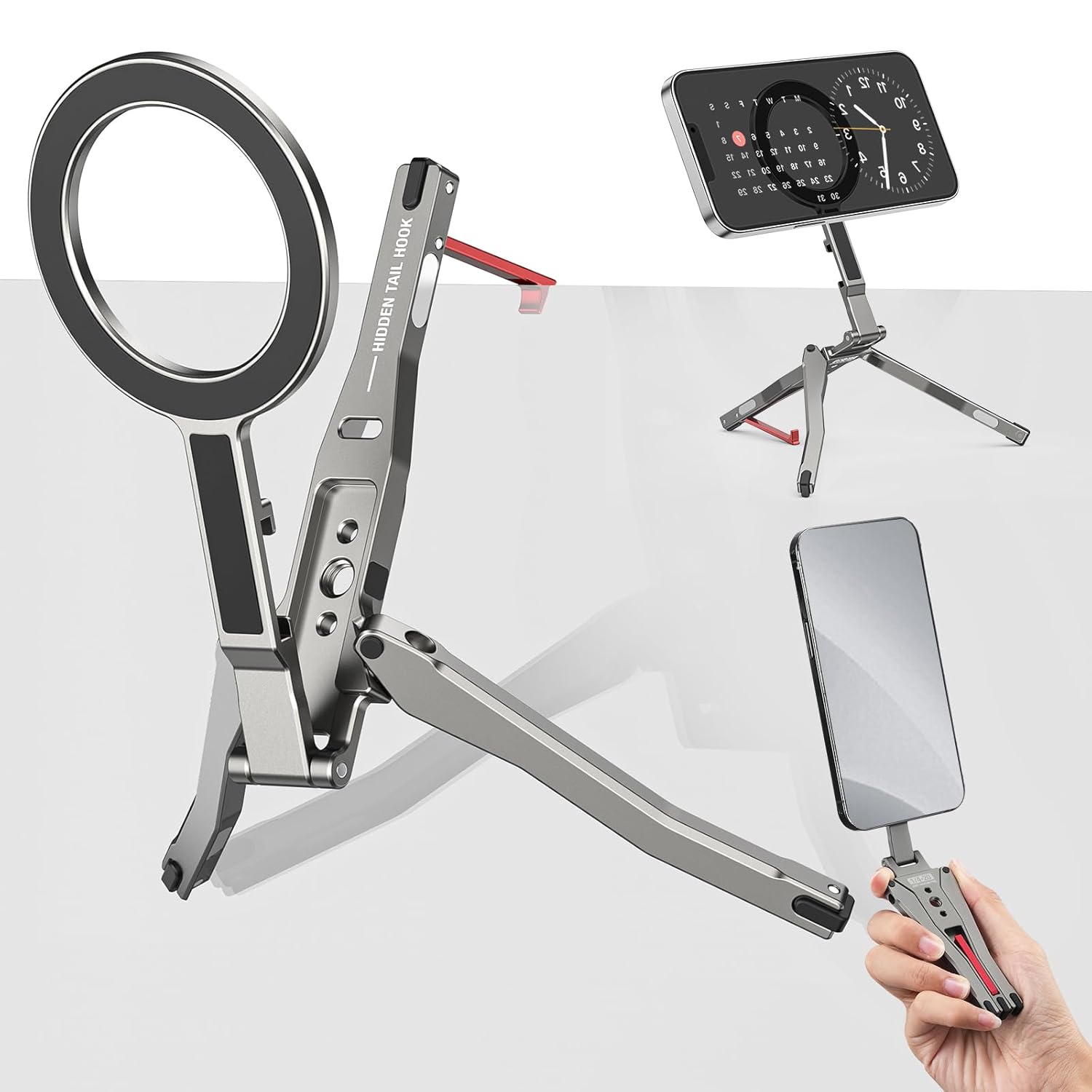 Magnetic Pocket Phone Tripod Foldable with Hook MG-05G Phone Holder Compatiable with Magsafe for iPhone 16 15 14