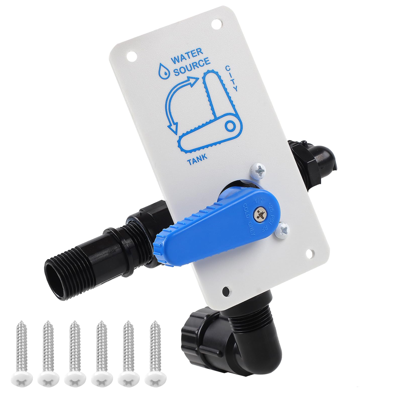 Photo 1 of 008-00004 RV Water Fill diverter Valve for Diverting Fresh Water Between Tank and City Water Supply, Max Pressure 125 PSI, Can be Used with RV Winterizing Diverter Valve 1457 Models