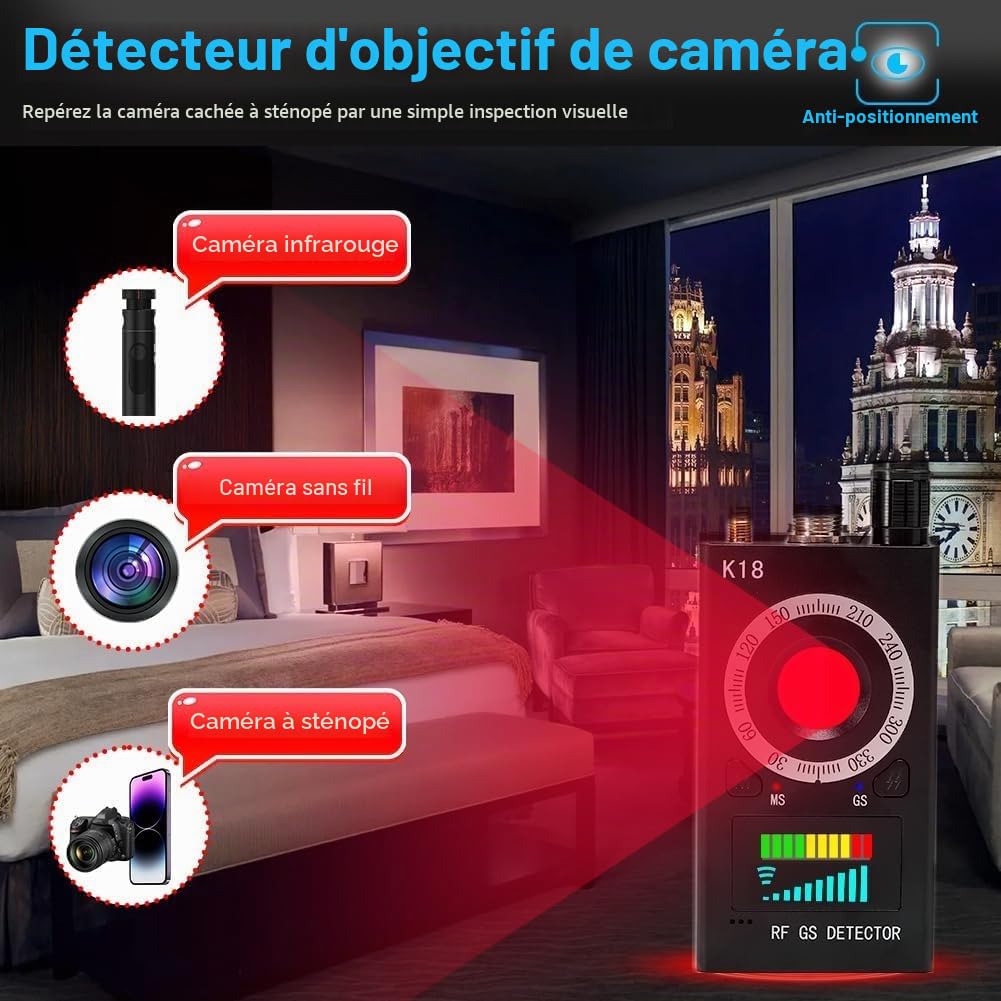 Détecteur de caméra cachée sans fil et anti-espion, détecteur RF et GPS pour traceur et localisateur d'insectes