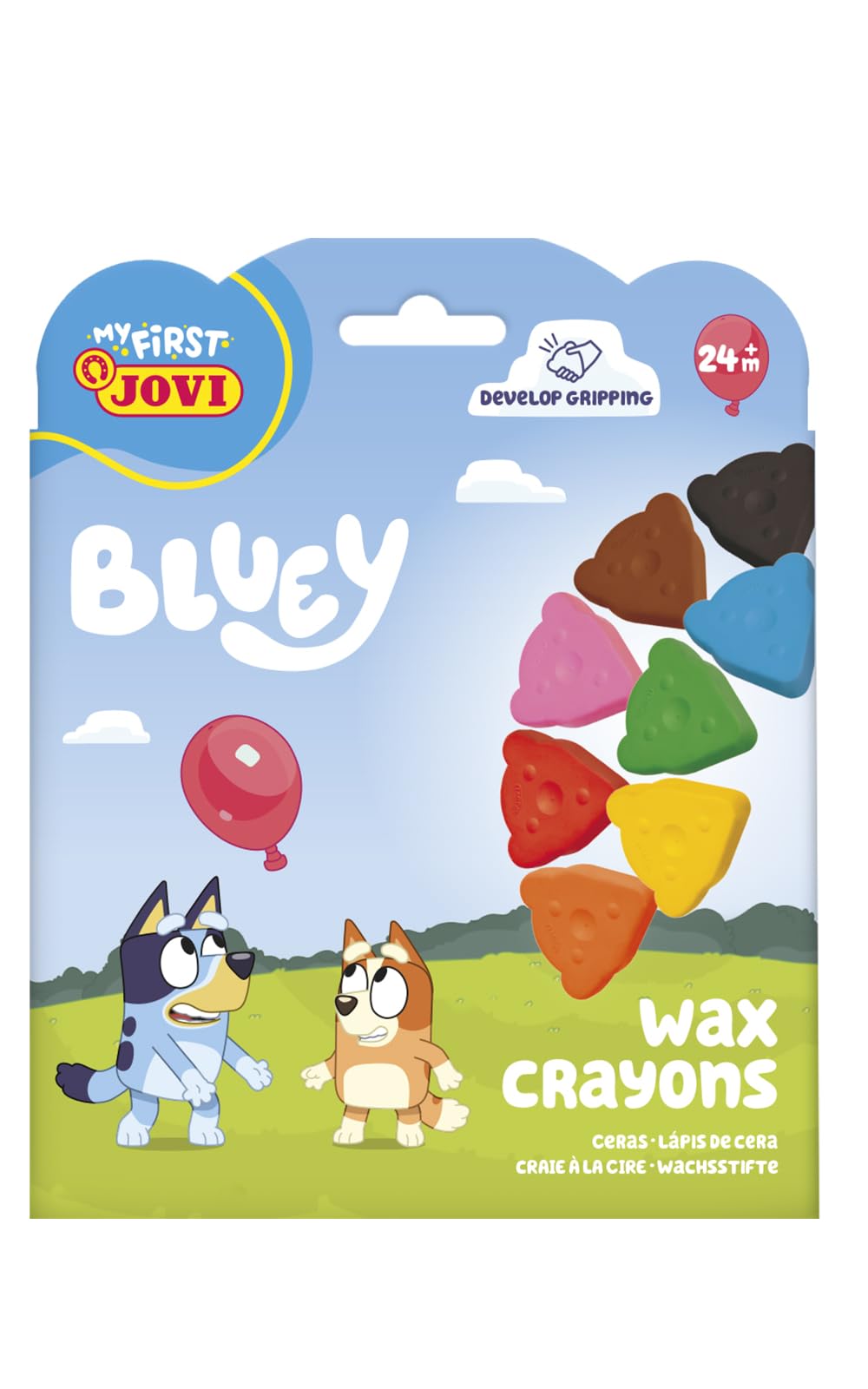 Jovi - My First, estuche con 8 ceras Bluey, colores super resistentes con forma de oso, A partir de 24 meses, agarre ergonómico, no manchan — view 2