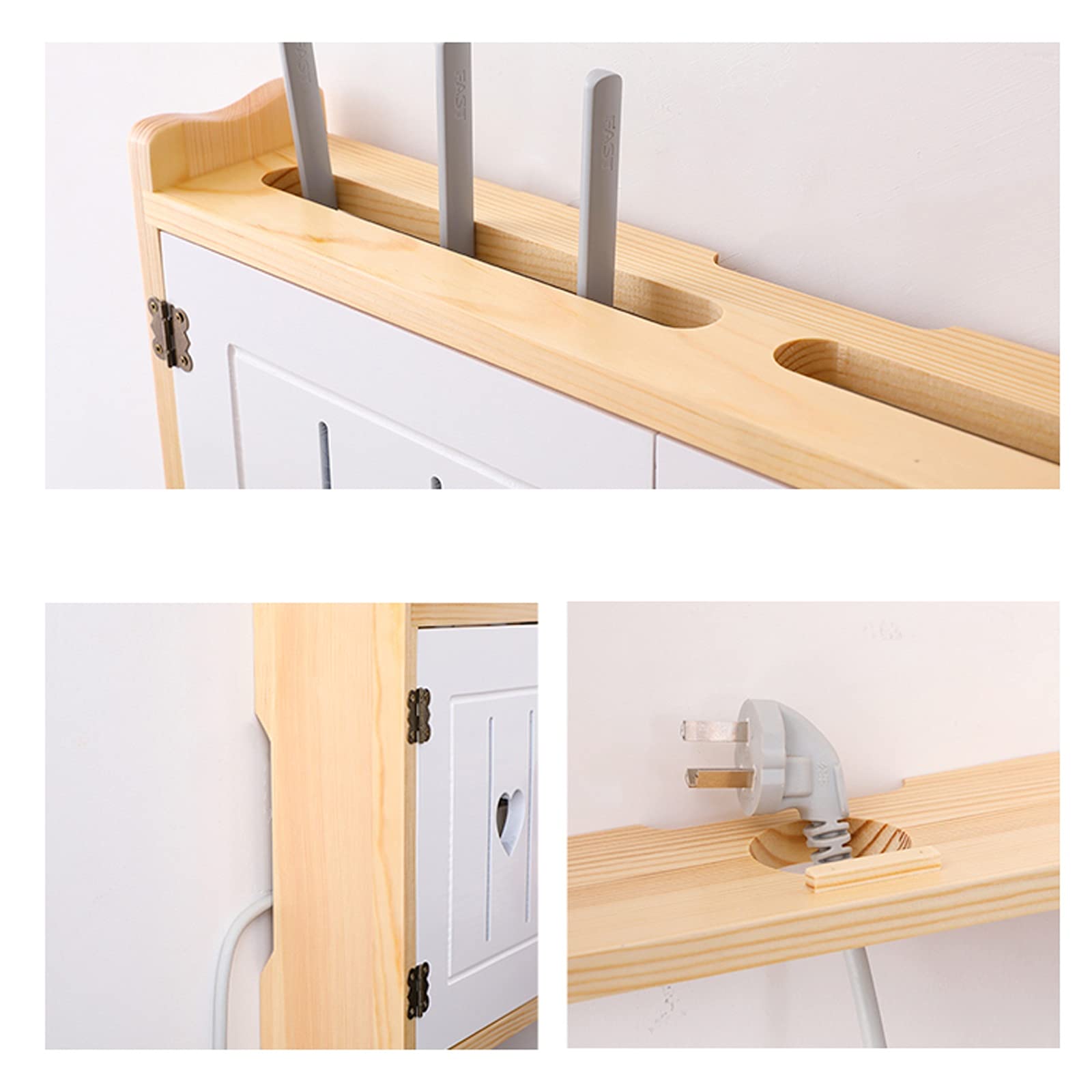 Kabelmanagement-Box Holz-Router-Aufbewahrungsbox An der Wand befestigte Nicht stanzende Kabelmanagement-Box Kabel-Organizer-Box zum Abdecken und Verstecken von Steckdosenleisten/Kabeln Kabelaufbewah