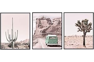 Desert Cactus Travel Photo Set - Capture the American West with Stunning Volkswagen Van Pictures
