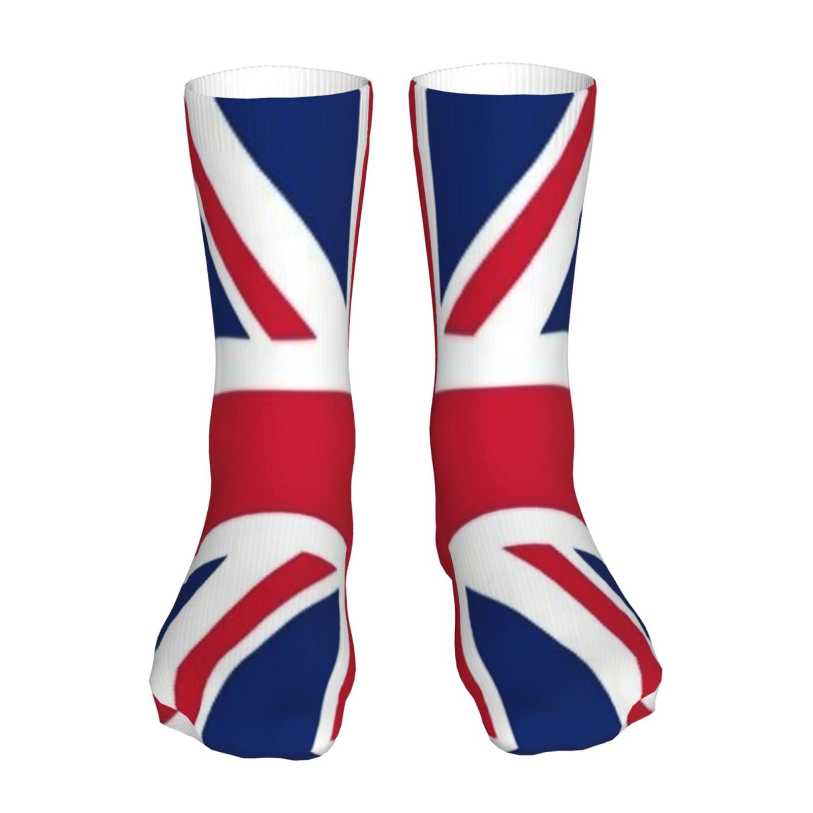 Melbrakin Athletic Cushioned Crew Socks Uk Union Jack Flag Cotton Casual Dress Socks Outdoor Hiking Trail Ankle Sock for Men Women