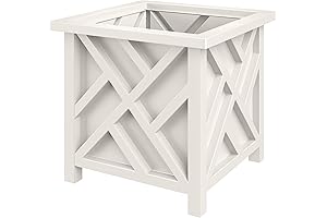 Pure Garden White Lattice Design Planter Box