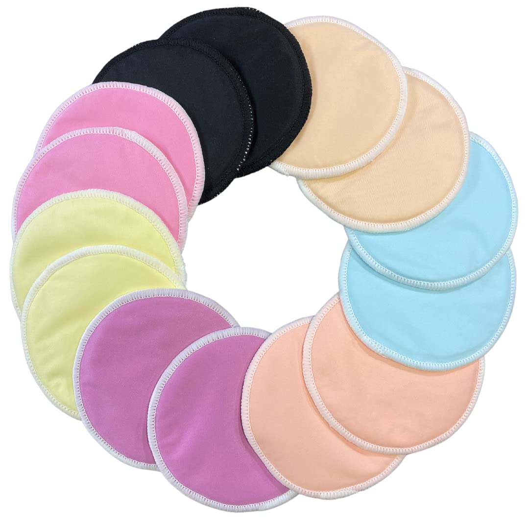 Organic Bamboo Nursing Pads, Pack of 14 Reusable Washable Nursing Breast Pads, Ultra-Absorbent Breastfeeding Nipple Pads with 4 Layers Protection, Extra Leak Proof Nursing Essentials UK Brand