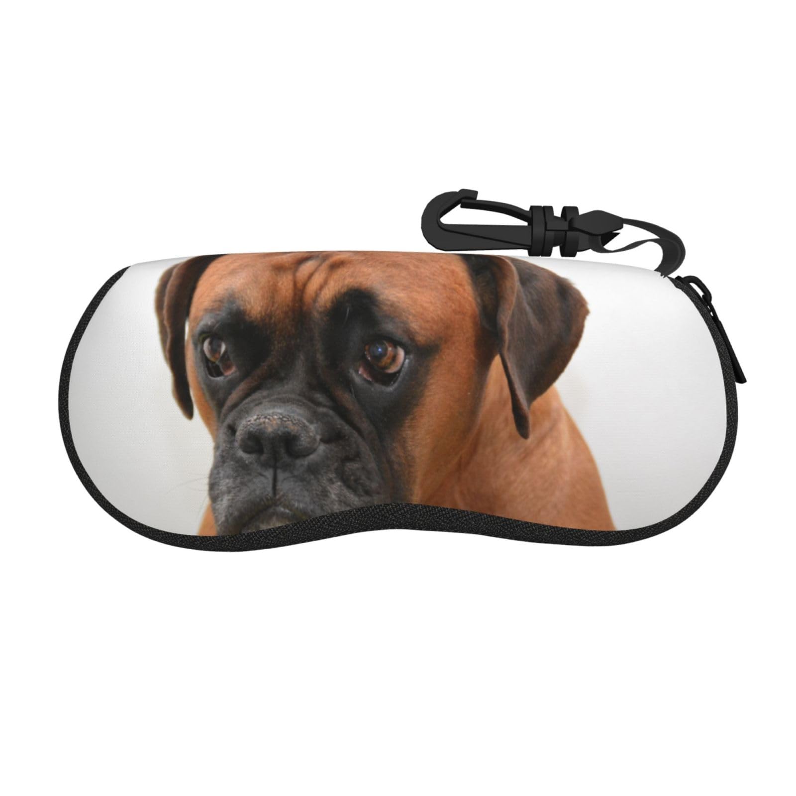 BEEOFICEPENG Glasses Case, Neoprene Portable Sunglasses Case Soft Eyewear Case Zipper Glasses Box, Boxer Dog With Sad Face