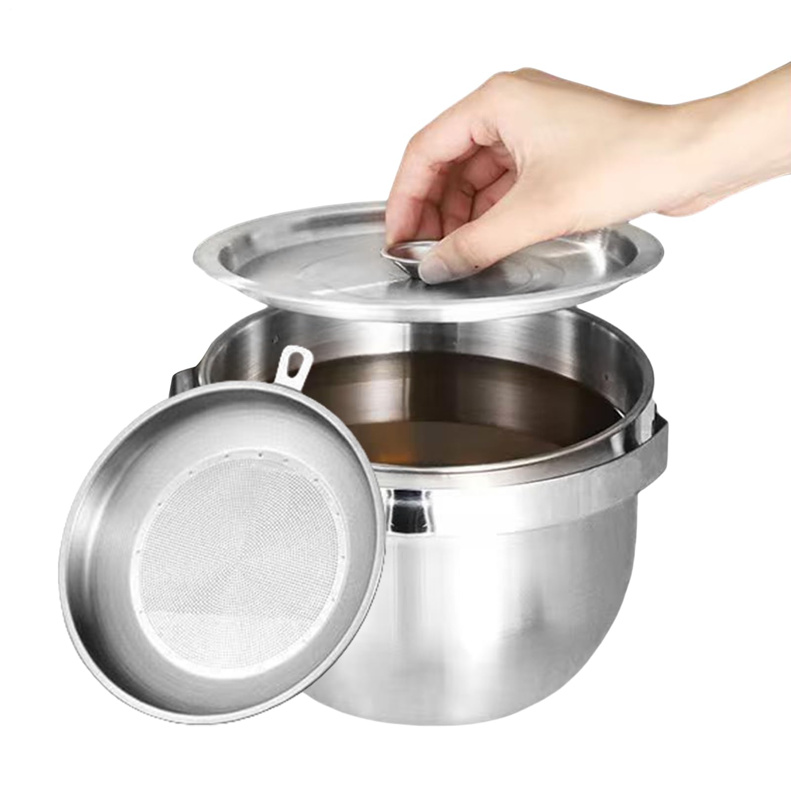 Grande casserole de camping en inox avec couvercle égouttoir pour la cuisine outdoor