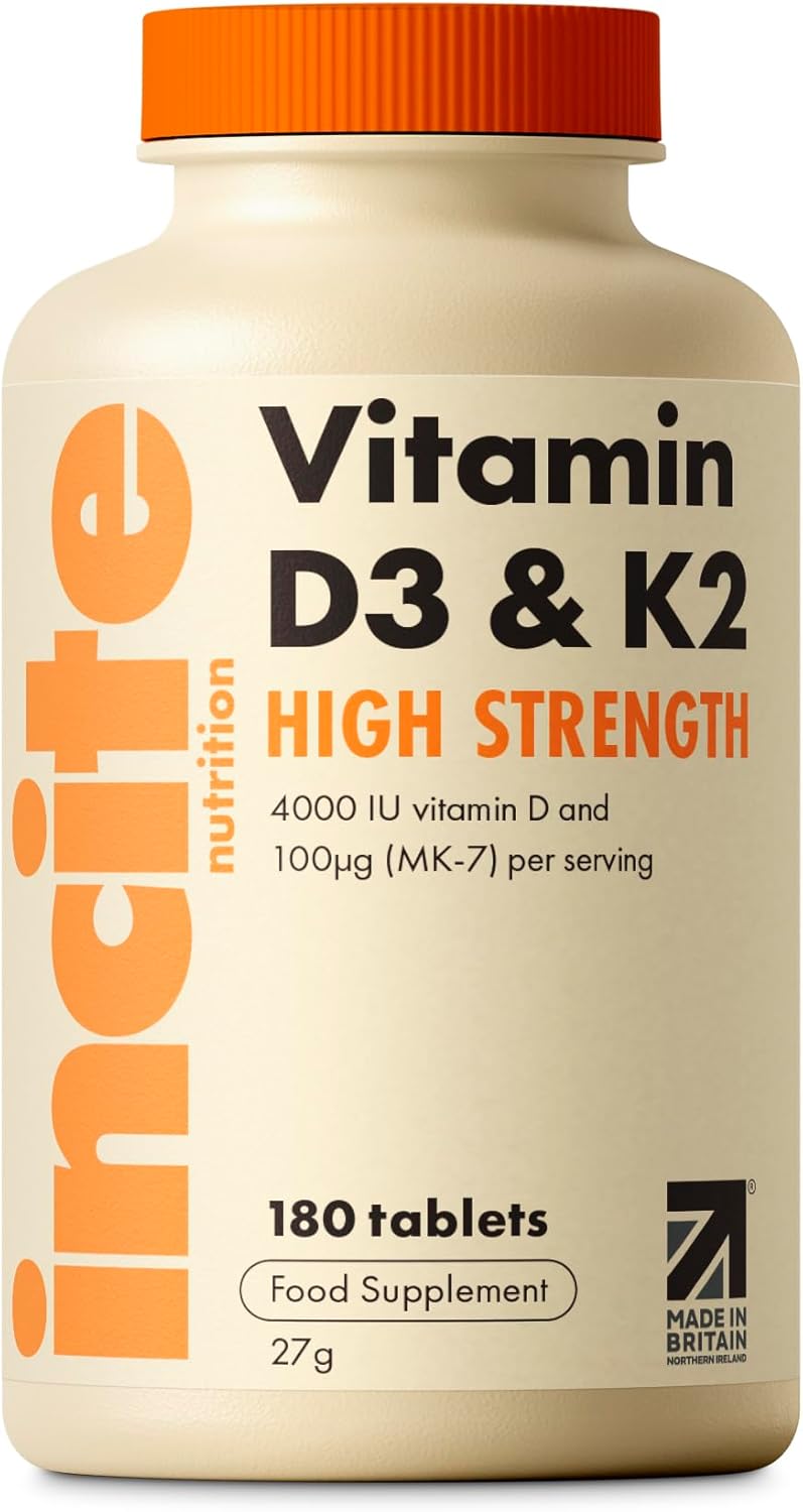 Vitamin D3 K2 (MK7) 100ug – 6 Month’s Supply – High Strength 180 Tablets – Premium Vegetarian Tablets – Suitable for Vegetarian – Vitamin D3, 4000iu & K2 – Made in UK