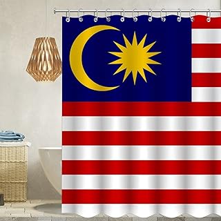 VEHFA Malaysia National Flag Shower Curtain Malaysia Bathtub Curtain with Hooks Machine Washable Waterproof for Bathroom Showers Stalls and Bathtubs 60" X 72"