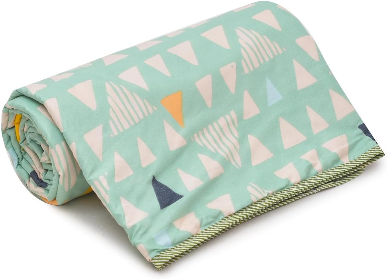 COZY FURNISH Super Soft Brushed Microfiber Cotton 3 Layer Breathable Single Dohar Lightweight Warm Bed Dohar 57X87(Inches) 144X220(CM) Flannel Dohar Throws for Bed, Green| TC - 144