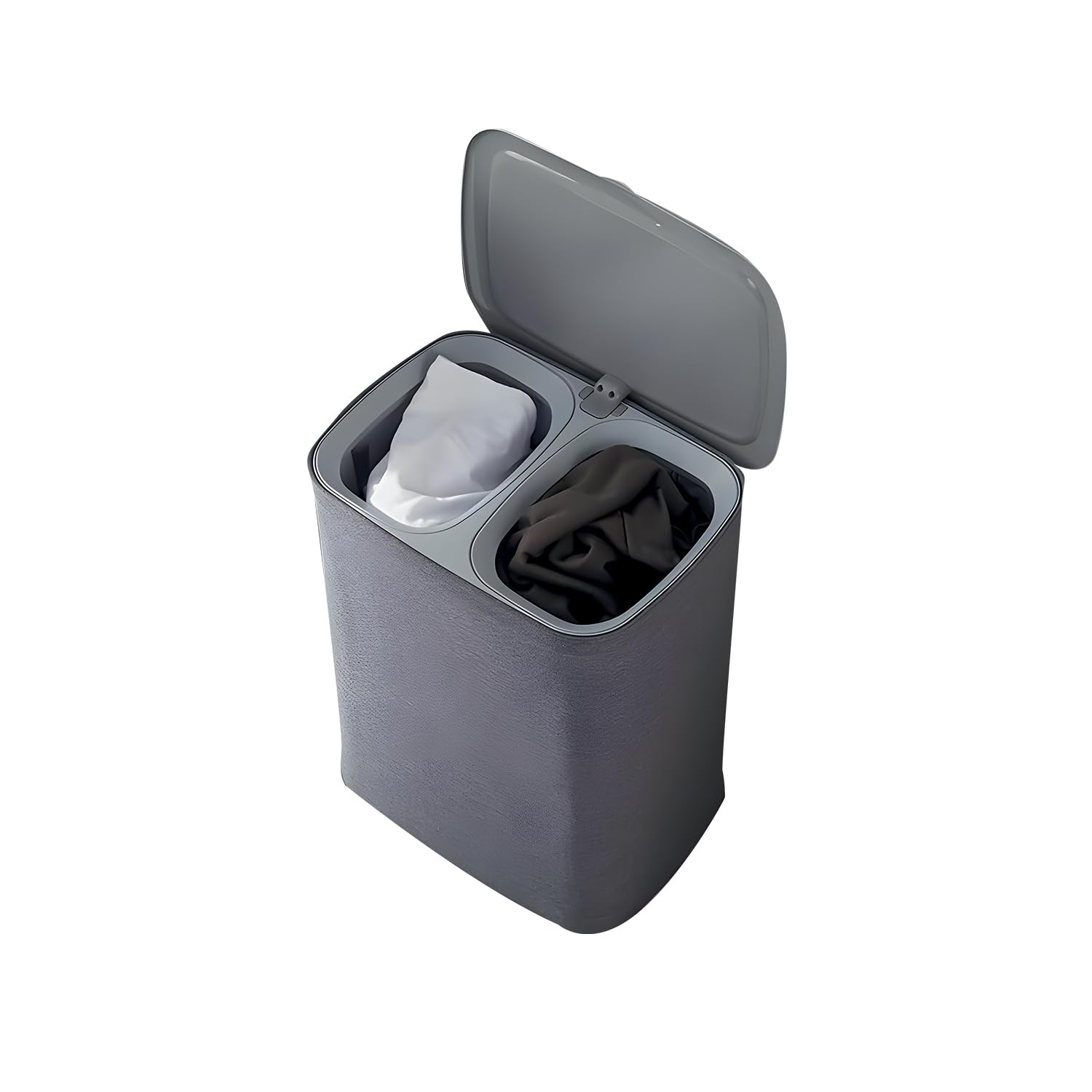 Wintem – Portabiancheria 90L con Coperchio Ergonomico, Cesto con 2 Scomparti Removibili, Sacche con Manici, Ideale per Cesto Portabiancheria e Organizzazione del Bucato in Bagno o Lavanderia