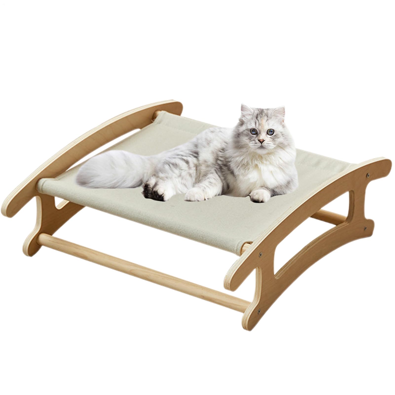 Lit hamac pour chat avec toile lavée amovible et support bois stable
