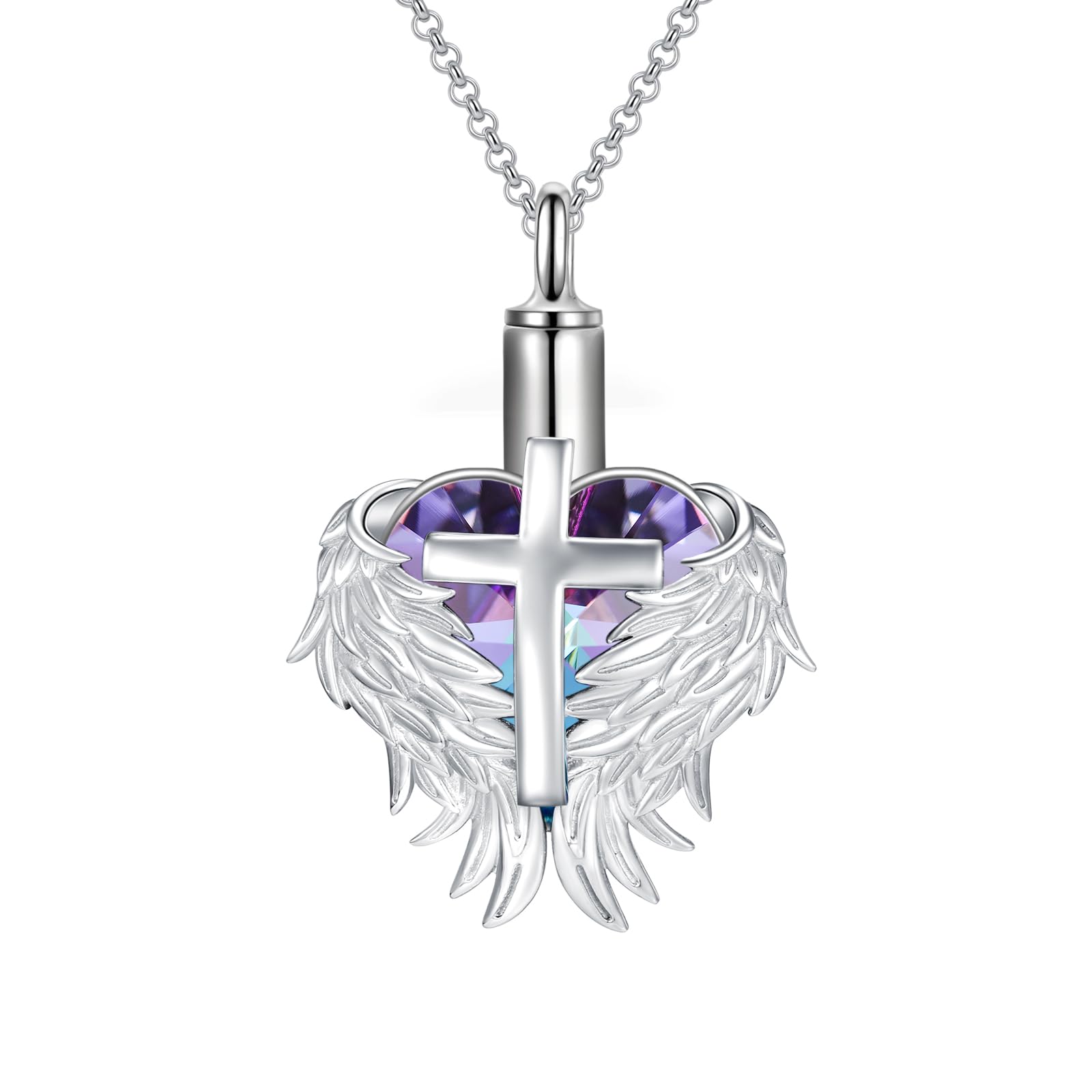 LEECCI Rose & Daisy Urn Necklace - Sterling Silver Cremation Keepsake Memorial Jewelry