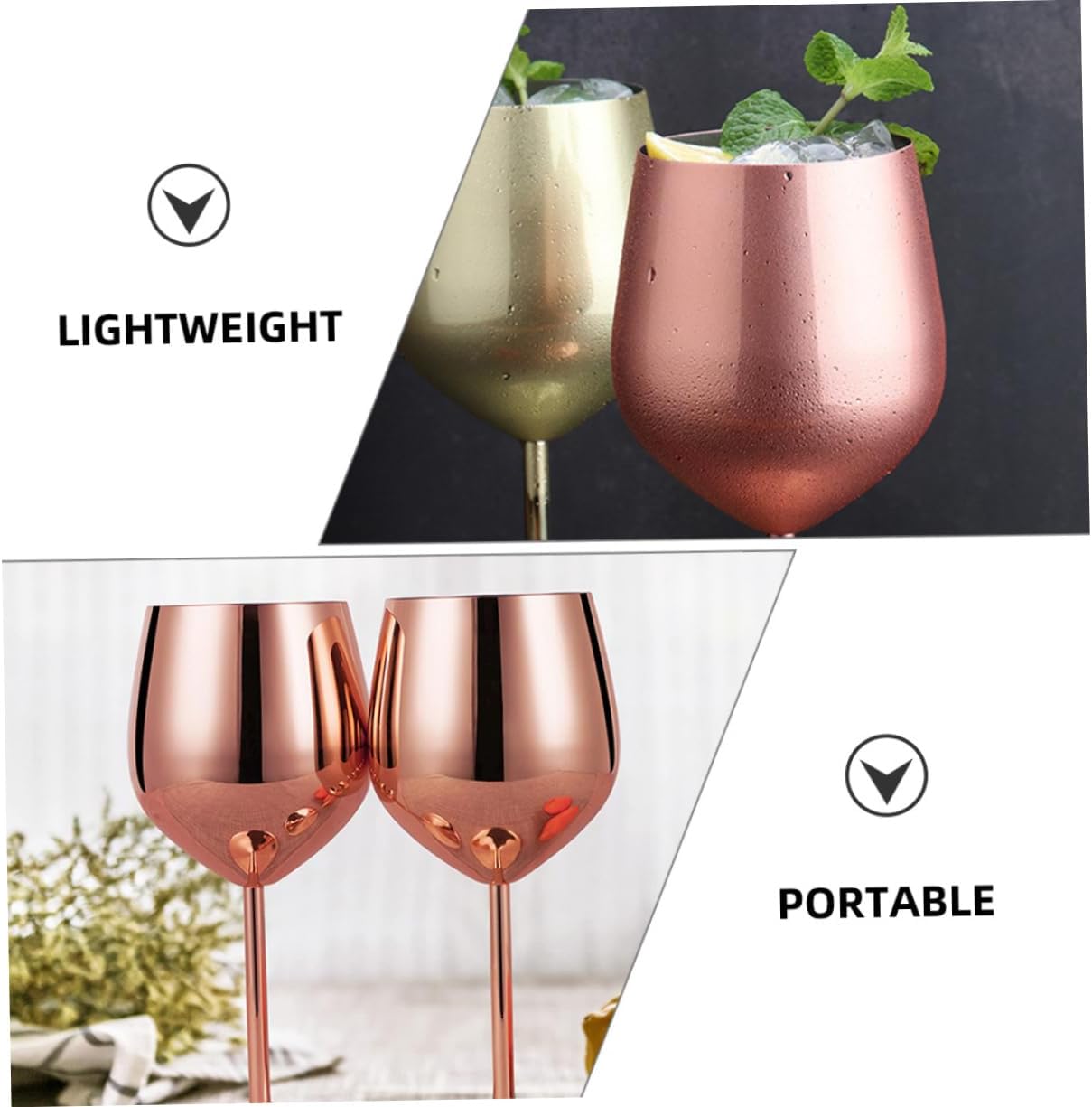 2pcs Shatterproof Stainless Steel Wine Goblet Unbreakable Cocktail Glasses for Parties Easy to Clean Comfortable Design for Weddings Birthdays and Gatherings Finish