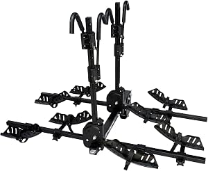 Swagman Quad 2+2 Hitch Mount Bike Rack – 4 Bike Platform Carrier, 45lbs per Bike, Removable Outer 2 Bike Rack, Locks & Folds, Secure Ratchet Hooks, Anti-Wobble Locking Hitch Pin, 2" Receiver