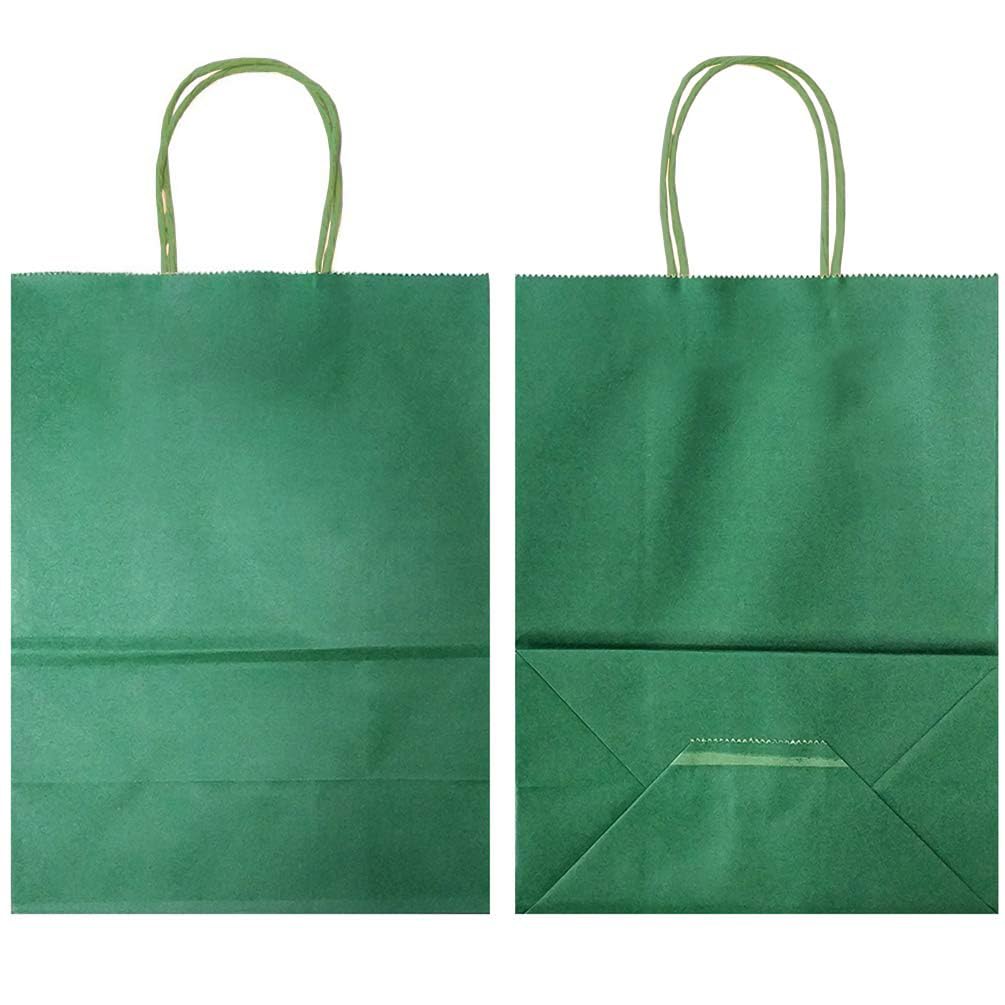 AZOWA Green Gift Bags Mini Size Kraft Paper Bags with Handles (15 x 12 x 6 CM, Green, 25 Pcs), Hunter Green, XS (Pack of 25) - Image 4