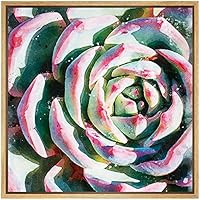 SIGNWIN Framed Canvas Wall Art Green Tippy with Red Tips Succulent Botanical Plants Watercolor Modern Art Chic Closeup Relax/Calm for Living Room, Bedroom, Office - 16x16 inches