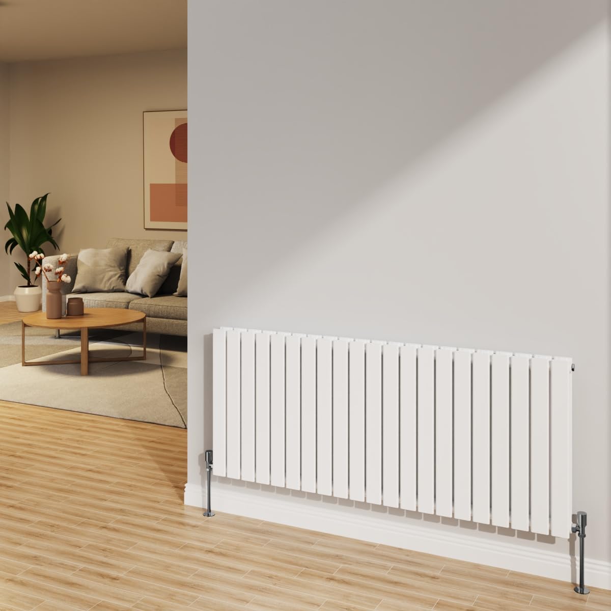 Nrg Gloss White 600X1428mm Radiator Horizontal Flat Panel Double Radiator
