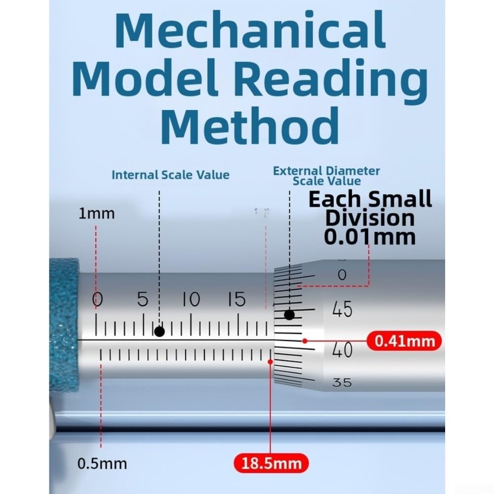 Micrómetro digital resistente para KOSLO, instrumento de medición de resolución de 0,001 mm para tareas mecánicas y de fabricación de moldes (25-50 mm)