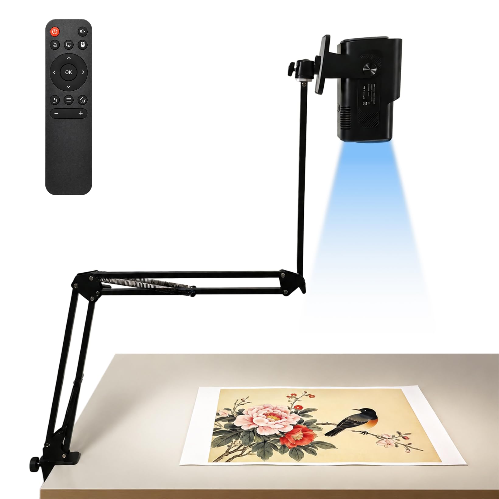Zeichenprojektor Tragbar, HD 720p Skizzenprojektoren mit Ständer & Fernbedienung, 200 ANSI 4-Punkt-Trapezkorrektur 360° Drehbar, Drawing Projector WLAN für Smartphone Tablet Leinwand Wand