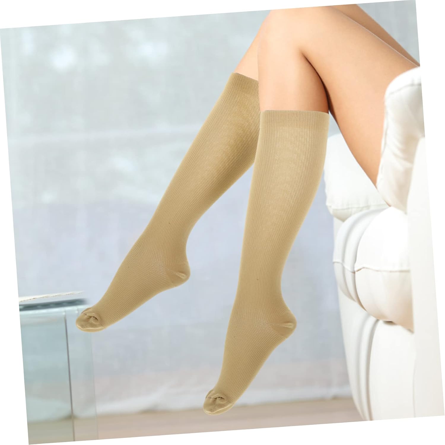minkissy 5pairs Men Women Leg Compression Socks Knee Support for Running Golf Football Breathable Calf Socks