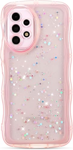 Miniatura 21 de ZTOFERA Funda protectora para Samsung Galaxy A14 4G/5G de 6.6", ondulada, con brillantina de estrella, poliuretano termoplástico transparente, suave
