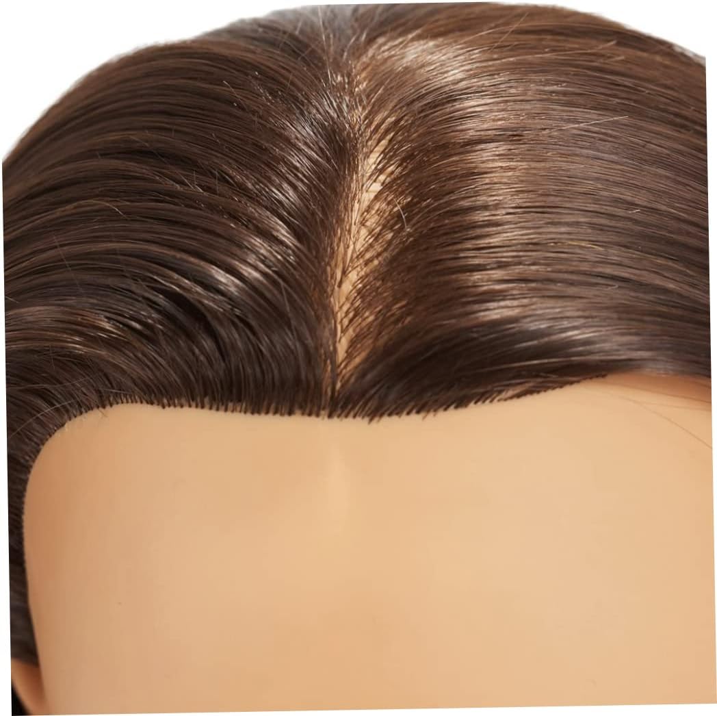 Styling Head, 24.80inch Hair Simulation Synthetic Fiber Mannequin Head with Hair, Training for Makeup Hairdressing Jewelry Display, Dark Brown