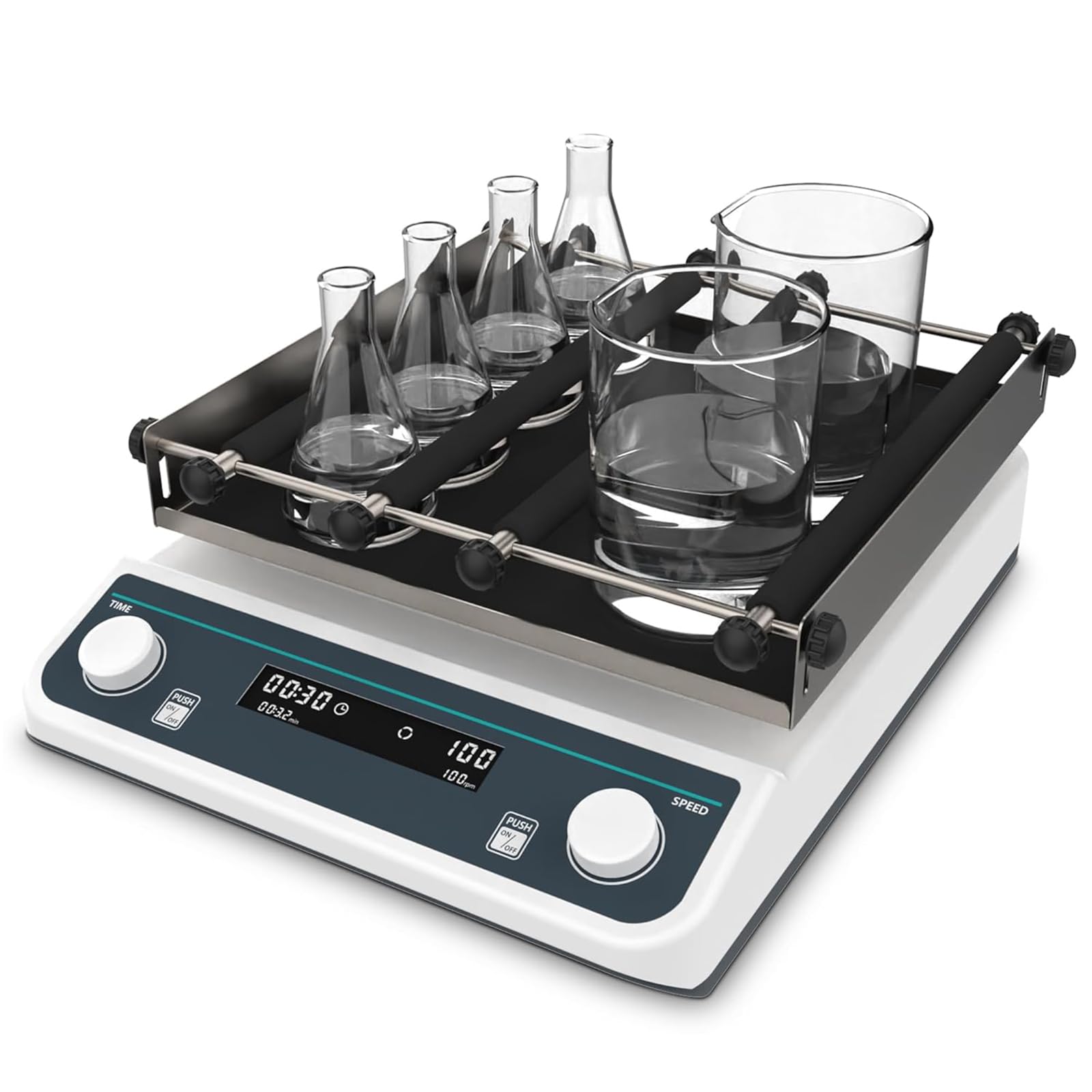 Mezclador orbital con velocidad ajustable y temporizador, para vasos y frascos de laboratorio