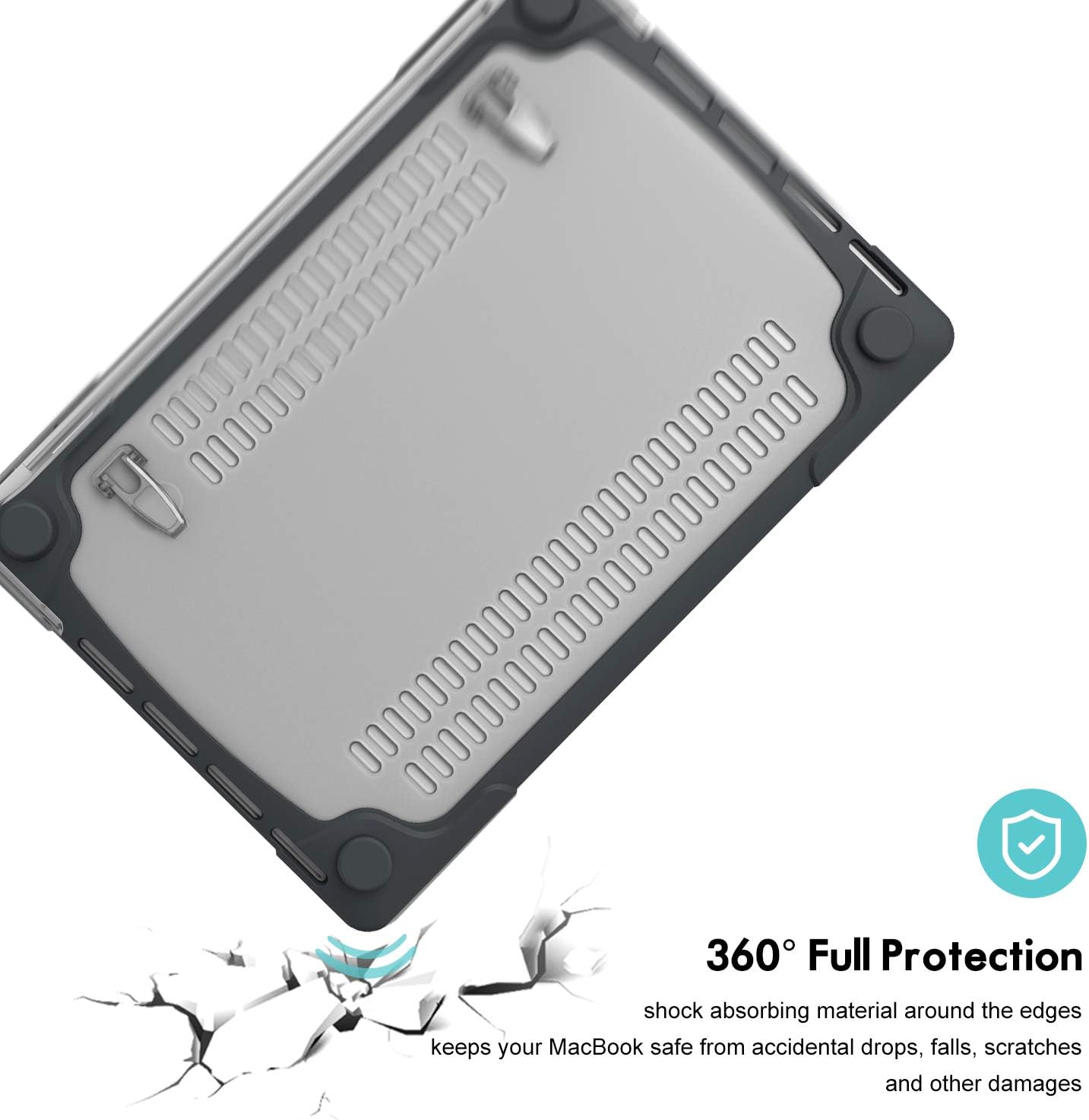 ProCase for MacBook Pro 16 2019 A2141, Heavy Duty Hard Shell Dual Layer Protective Cover with Fold Kickstand -Black - Image 5