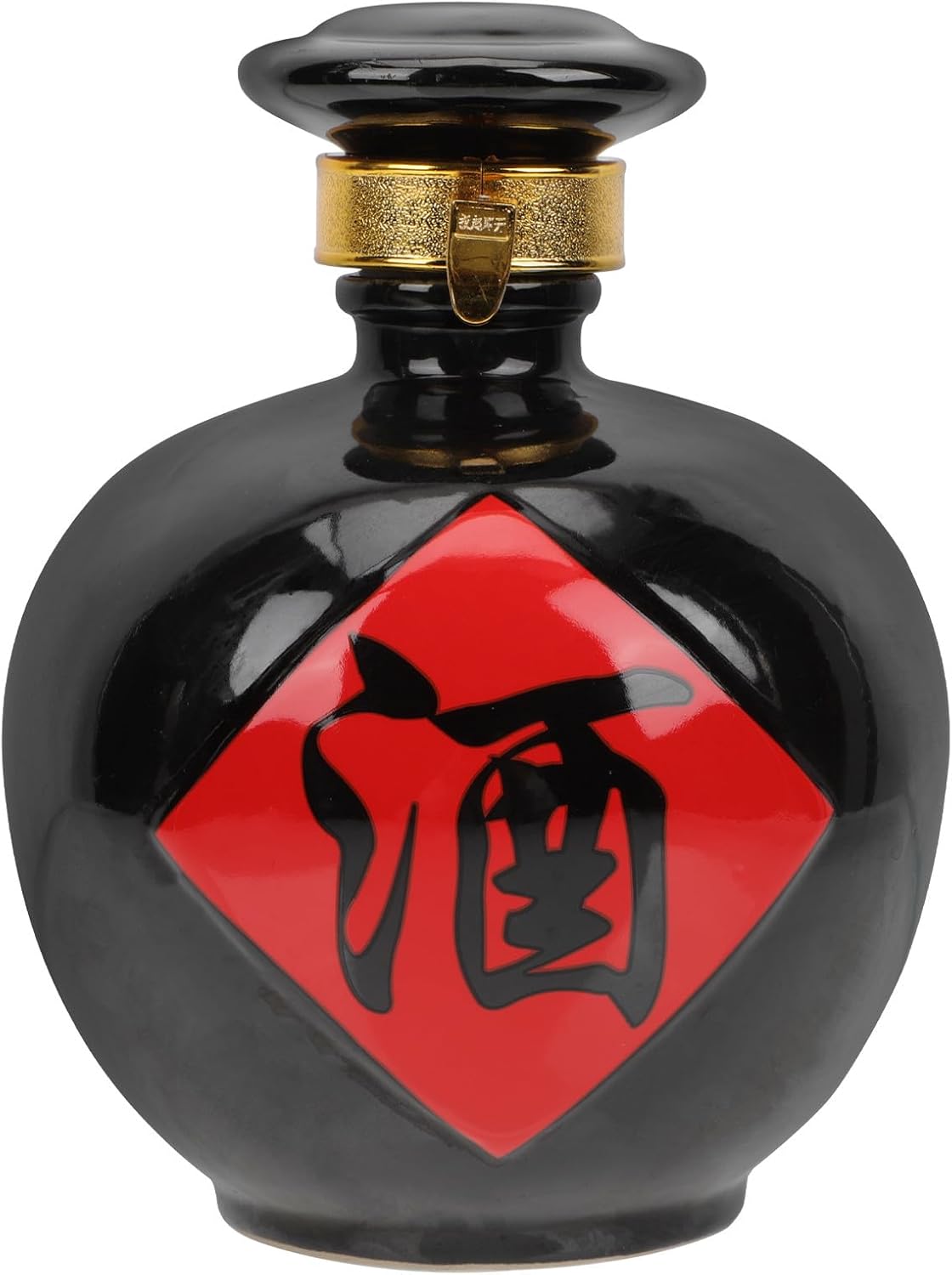 VALICLUD Vintage Ceramic Sealed Wine Jar 2-jin Dark Glaze Liquor Bottle Home Storage Sealing Wine Holder for Cellar and Kitchen Brewing